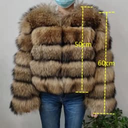 Real Natural Raccoon Jacket Women's Fashion Coats Real Fur Coat Round Neck Warm Thick Hoodie Detachable New Style