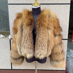 Women's Real Fox Fur Coat Winter Fashion Short Vertical Natural Fox Fur Raccoon Fur Jacket HUA QIU MEI SI