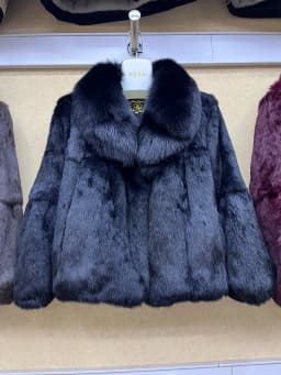 100% Genuine Whole Skin Real Rabbit Fur Coat With Luxury Natural Fox Fur Collar Jacket Full Pelt Rabbit Fur Overcoat