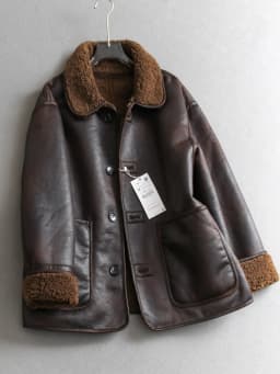 Double-Sided Wear Pure Color PU Leather Jacket Thick Warm Loose Slimming Long Sleeve Women's Fashion Retro Style Coat Q580