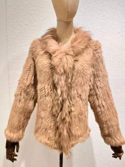 Harppihop rabbit fur Genuine Knitted coat for Women Raccoon Fur collar Jacket Trench Outwear fashion street party jacketC918