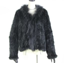 Harppihop rabbit fur Genuine Knitted coat for Women Raccoon Fur collar Jacket Trench Outwear fashion street party jacketC918