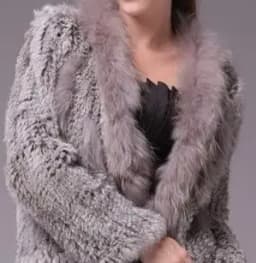 Harppihop rabbit fur Genuine Knitted coat for Women Raccoon Fur collar Jacket Trench Outwear fashion street party jacketC918
