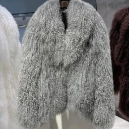YOLOAgain Women's Real Mongolia Sheep Fur Jacket Dark Brown Sheep Fur Jacket