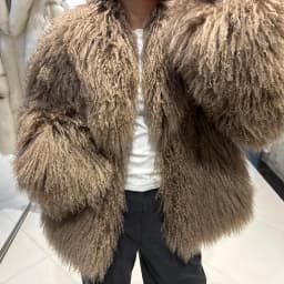 YOLOAgain Women's Real Mongolia Sheep Fur Jacket Dark Brown Sheep Fur Jacket