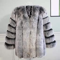 Women's Real Fox Fur Coat Winter Warm Luxury Jacket Natural Fur Thick Cozy Extra Long Heavy Windproof Outerwear for Ladies WG-70