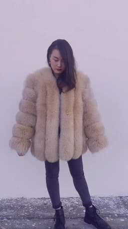 Women's Real Fox Fur Coat Winter Warm Luxury Jacket Natural Fur Thick Cozy Extra Long Heavy Windproof Outerwear for Ladies WG-70