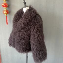 Y New Winter Autumn Fashion Real Fur Jacket Women Genuine Mongolia Lapel Sheep Fur Coat