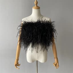 Jxwatcher Natural Ostrich Feather Top Bra Women's Summer Feather Tube Lady Wedding Long Hair Fluffy Underwear Evening Party Wear