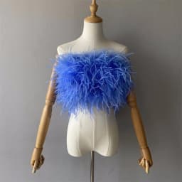 Jxwatcher Natural Ostrich Feather Top Bra Women's Summer Feather Tube Lady Wedding Long Hair Fluffy Underwear Evening Party Wear