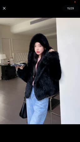 Women's Rabbit Fur Coat Winter Thickened Short Knitted Outerwear Fluffy Zipper Style Long Sleeve Hooded Casual Fashion