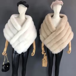 Woman Real Fox Fur Shawl Vest Jacket Fluffy Fur Cape Natural Fur Poncho Fur Lady Scarf Wrap Coat Shawl Wedding Party Clothing
