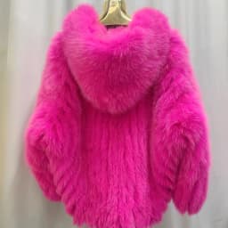 Real Fox Fur Woven Hooded Jacket for Women, Made of High-Quality Fox Fur, Thick Jacket, Warm Clothes with Lining Inside