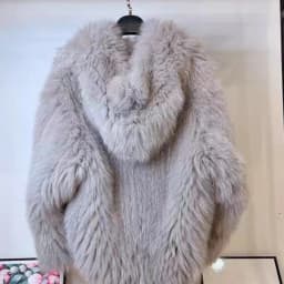 Real Fox Fur Woven Hooded Jacket for Women, Made of High-Quality Fox Fur, Thick Jacket, Warm Clothes with Lining Inside