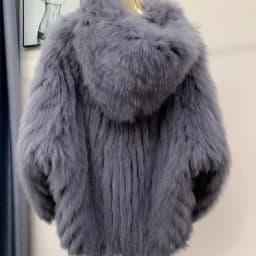 Real Fox Fur Woven Hooded Jacket for Women, Made of High-Quality Fox Fur, Thick Jacket, Warm Clothes with Lining Inside