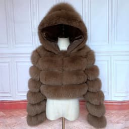 NEW 100%Winter Women Real Fox Fur Coat Thick Warm High Quality Full Sleeves New Natural Fur Fashion Hooded Short Jacket