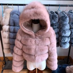 NEW 100%Winter Women Real Fox Fur Coat Thick Warm High Quality Full Sleeves New Natural Fur Fashion Hooded Short Jacket