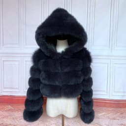 NEW 100%Winter Women Real Fox Fur Coat Thick Warm High Quality Full Sleeves New Natural Fur Fashion Hooded Short Jacket