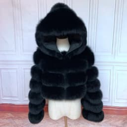 NEW 100%Winter Women Real Fox Fur Coat Thick Warm High Quality Full Sleeves New Natural Fur Fashion Hooded Short Jacket