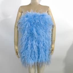 100% Natural Ostrich Hair Skirt Length 62 Cm Women's Fur Coat Real Ostrich Fur Dress Bra One Line Skirt Customizable