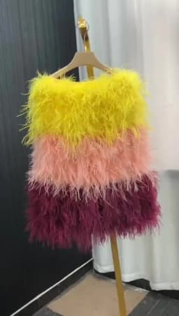 100% Natural Ostrich Hair Skirt Length 62 Cm Women's Fur Coat Real Ostrich Fur Dress Bra One Line Skirt Customizable