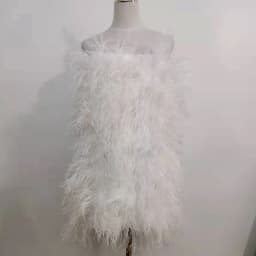 100% Natural Ostrich Hair Skirt Length 62 Cm Women's Fur Coat Real Ostrich Fur Dress Bra One Line Skirt Customizable