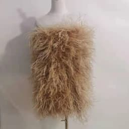 100% Natural Ostrich Hair Skirt Length 62 Cm Women's Fur Coat Real Ostrich Fur Dress Bra One Line Skirt Customizable