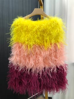 100% Natural Ostrich Hair Skirt Length 62 Cm Women's Fur Coat Real Ostrich Fur Dress Bra One Line Skirt Customizable
