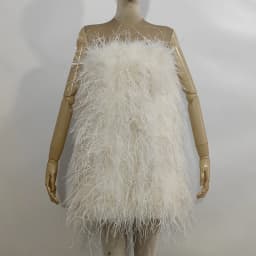 100% Natural Ostrich Hair Skirt Length 62 Cm Women's Fur Coat Real Ostrich Fur Dress Bra One Line Skirt Customizable