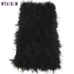 100% Natural Ostrich Hair Skirt Length 62 Cm Women's Fur Coat Real Ostrich Fur Dress Bra One Line Skirt Customizable