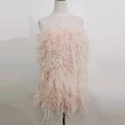 100% Natural Ostrich Hair Skirt Length 62 Cm Women's Fur Coat Real Ostrich Fur Dress Bra One Line Skirt Customizable
