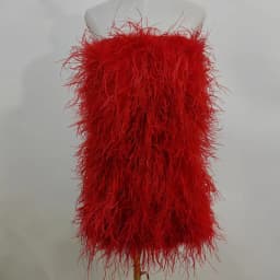 100% Natural Ostrich Hair Skirt Length 62 Cm Women's Fur Coat Real Ostrich Fur Dress Bra One Line Skirt Customizable