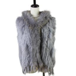 Harppihop fashion rabbit fur vest raccoon fur trimming knitted rabbit fur vest with hood fur waistcoat gilet