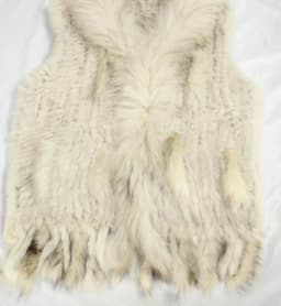 Harppihop fashion rabbit fur vest raccoon fur trimming knitted rabbit fur vest with hood fur waistcoat gilet