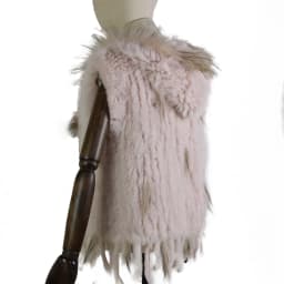 Harppihop fashion rabbit fur vest raccoon fur trimming knitted rabbit fur vest with hood fur waistcoat gilet