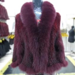 Autumn Winter Ladies' Genuine Knitted Mink Fur Shawls Fox Fur Collar Women Fur Pashmina Wraps Bridal Cape Coat Jacket