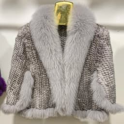 Autumn Winter Ladies' Genuine Knitted Mink Fur Shawls Fox Fur Collar Women Fur Pashmina Wraps Bridal Cape Coat Jacket