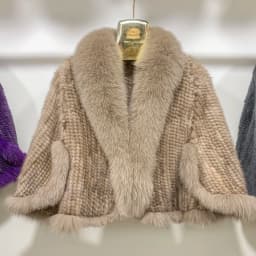 Autumn Winter Ladies' Genuine Knitted Mink Fur Shawls Fox Fur Collar Women Fur Pashmina Wraps Bridal Cape Coat Jacket