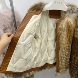 Winter Women Natural Real Red Fox Fur Strip Sewed Toghter With Genuine Leather Down Jackets Female Luxury Thick Warm Outerwear