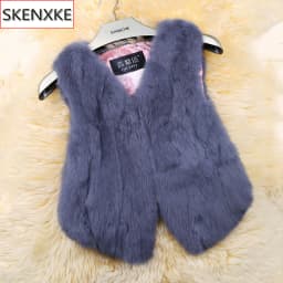 New Style Women Real Genuine Rabbit Fur Vest Fashion 100% Real Rabbit Fur Gilet Lady Real Rabbit Fur Short Sleeveless Coat