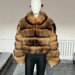 BEIZIRU Women's Real Raccoon Fur Coat Winter Long Sleeve Hooded Jacket with Turndown Collar Natural Luxury Thick Top