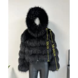 BEIZIRU Women's Real Raccoon Fur Coat Winter Long Sleeve Hooded Jacket with Turndown Collar Natural Luxury Thick Top