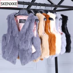 2026 Hot Sale Women Real Genuine Rabbit Fur Vest Fashion 100% Real Rabbit Fur Gilet Lady Real Rabbit Fur Short Sleeveless Coat
