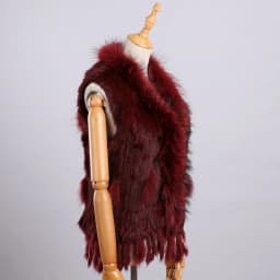 Luxury Women's Genuine Premium Long Hair Rabbit Fur Knit Vest Raccoon Fur Trim Gilet Lady Sleeveless Waistcoat Real Fur Jacket