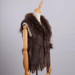 Luxury Women's Genuine Premium Long Hair Rabbit Fur Knit Vest Raccoon Fur Trim Gilet Lady Sleeveless Waistcoat Real Fur Jacket