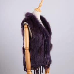Luxury Women's Genuine Premium Long Hair Rabbit Fur Knit Vest Raccoon Fur Trim Gilet Lady Sleeveless Waistcoat Real Fur Jacket