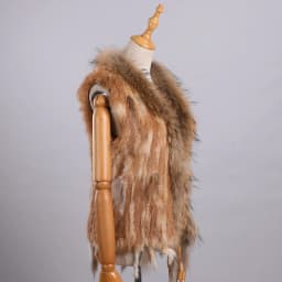 Luxury Women's Genuine Premium Long Hair Rabbit Fur Knit Vest Raccoon Fur Trim Gilet Lady Sleeveless Waistcoat Real Fur Jacket