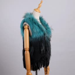Luxury Women's Genuine Premium Long Hair Rabbit Fur Knit Vest Raccoon Fur Trim Gilet Lady Sleeveless Waistcoat Real Fur Jacket