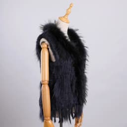 Luxury Women's Genuine Premium Long Hair Rabbit Fur Knit Vest Raccoon Fur Trim Gilet Lady Sleeveless Waistcoat Real Fur Jacket