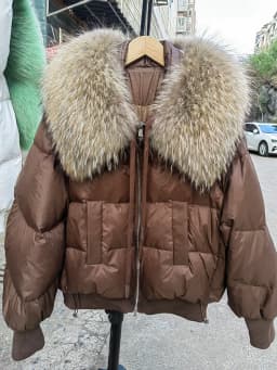 2026 New Fashion Loose Winter Women 90% Duck Down Jacket Natural Real Raccoon Fur Big Collar Coat Thick Warm Streetwear